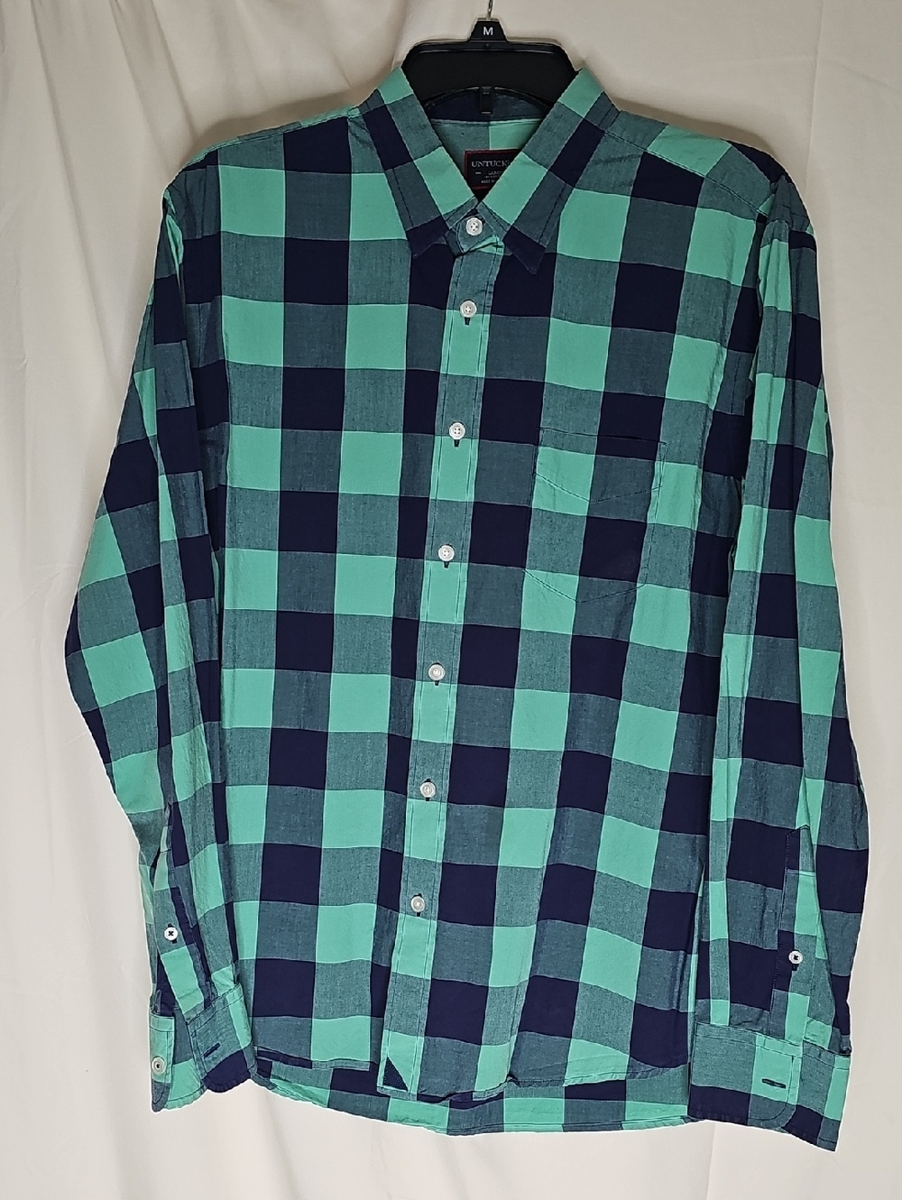 UNTUCKit Mint and Navy Check Button-Down Shirt